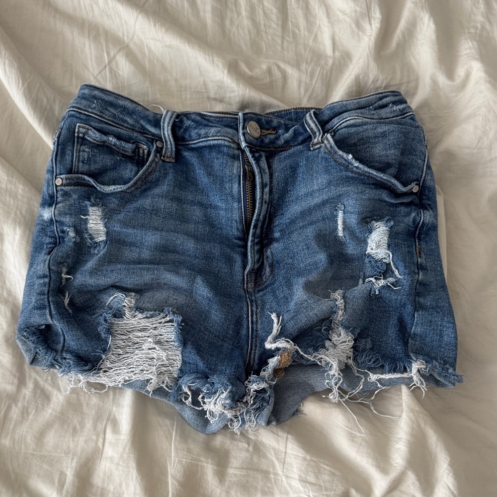 Trendy Ripped Blue Jean Shorts